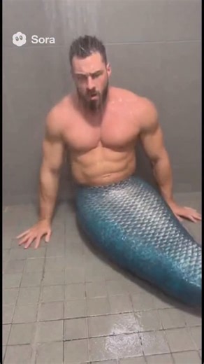 Anded Pretender on Instagram: "He’ll freak out even more when he realizes his butt is hanging out. #merman #merman_tf #reels #aivideo #transformation #ai #sora2"