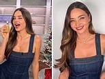 Miranda Kerr stuns in a denim dress as she prepares for her TV debut