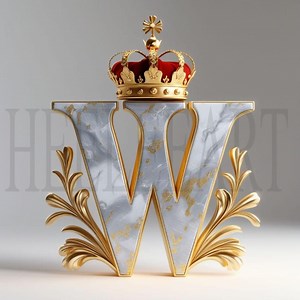 Digital Download Monogram W Letter With Crown, Royal Alphabet Initial Elegant AI Art Print, Printable Wall Decor Stock Photo - Etsy Australia