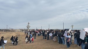 Hundreds of Elgin High School students marched along County Line Road to the side of U.S. 290, passing Elgin’s Austin Community College campus as part of a student-led demonstration opposing U.S. Immigration and Customs Enforcement actions. More to come in the Courier. | Elgin Courier