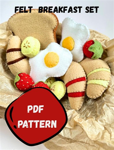 Felt Breakfast Set PDF Pattern: Play Food Sewing Template (digital Download) - Etsy