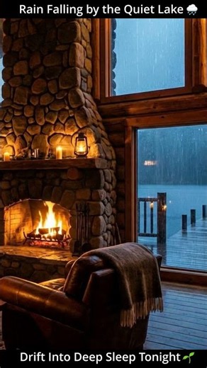 Heavy Rain at a Lakefront Log Cabin 🌧️ Cozy Cabin Sounds for Sleep & Focus