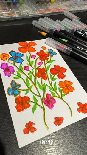 Greetings Card making tutorials,some floral art on handmade cards #arttutorials #artwork #easyart