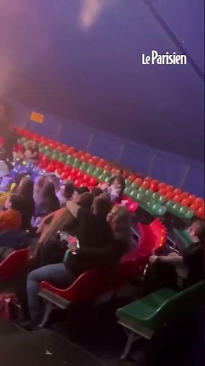 Russia: A tiger leaps into the audience during a circus act