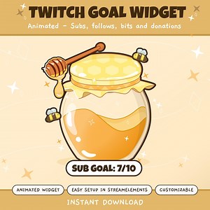 Animated Honey Jar Twitch Goal Widget: Cottagecore Stream Overlay (digital Download) - Etsy