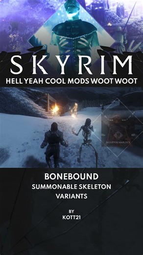 Skyrim Mod | Bonebound - Summonable Skeleton Variants #skyrim #skyrimse #skyrimmods #skyrimmodded