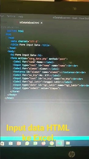 input data form HTML to Excel. #exceltutorial
