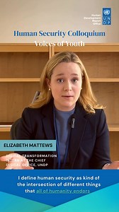 What does 'Human Security' mean to you?  How can governments & institutions help carve out a better future for all? Elizabeth shares what we'd need their safeguarding on to secure #HumanSecurity.  #VoicesofYouth To learn more about #HumanSecurity: https://lnkd.in/gpGWkrR5 | Human Development Report | Facebook