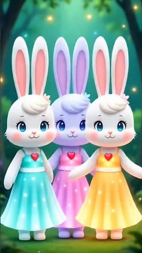 Three rabbits dance very beautifully.🌼🌸🌺