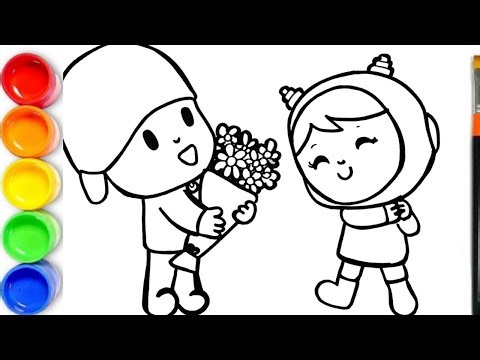 How to Draw Pocoyo and Nina 🌈👶🏻