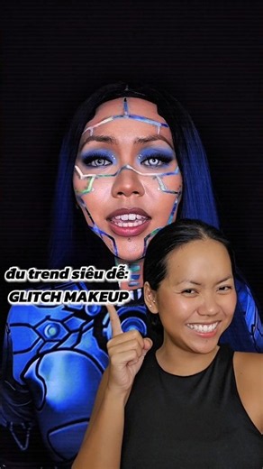 How I Created This VIRAL Glitch Makeup 👾 | Makeup + Editing Tutorial. #glitchmakeup #trend