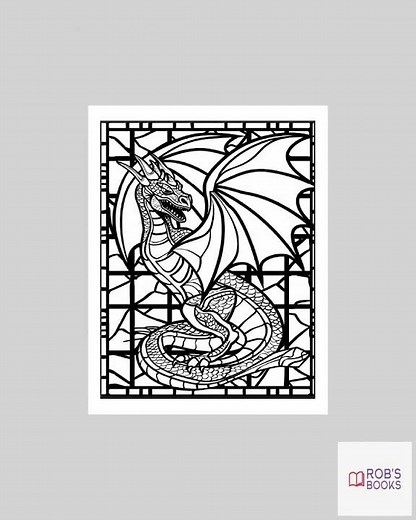 200 Stained Glass Dragon Coloring Pages for Adults