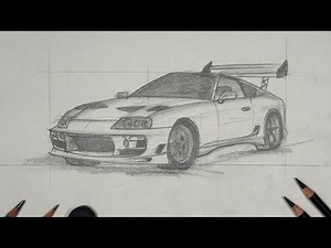 Toyota Supra MK4 Drawing Tutorial || Step by step || How to draw cars