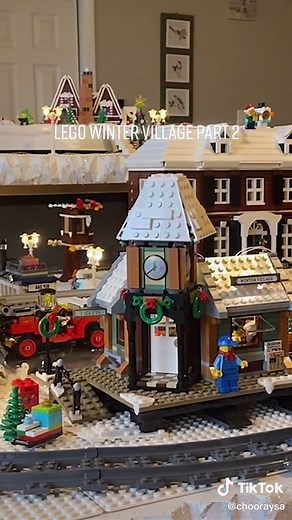 Lego winter village display part 2 of 2 #legowintervillage #wintervillage #legodisplay #diy #legosnow