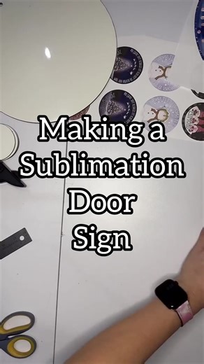 Making a sublimation blank MDF door sign! Blanks from Better Call Moll Craft Shop Design from Creative Fabrica #sublimation #SublimationBlanks #DoorSign #DIY #Crafty #DIYCrafts #WelcomeSign #SublimationBlank | Better Call Moll Craft Shop