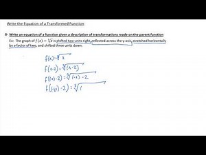2.7 Write the Equation of a Transformed Function