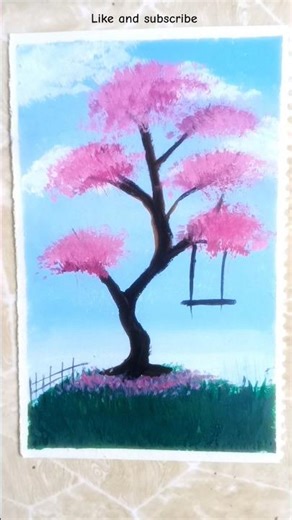 🌸Sakura tree drawing step by step #art #drawing #easy #sakura #painting #shorts