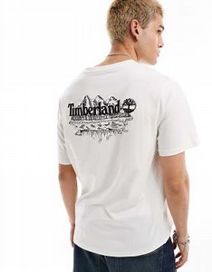 Timberland large mountain back print oversized t-shirt in off white Exclusive to ASOS | ASOS