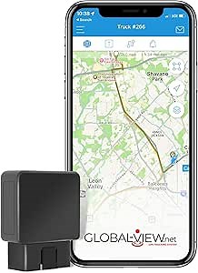 Global View OBD GPS Tracker for Vehicles - Plug & Play GPS Tracker for Cars, Trucks & Fleets, Real-Time Tracking for Car, Anti-Theft Alerts, Geo-Fence, Location History with Monthly Subscription