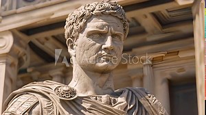 Close up of a statue of Marcus Vipsanius Agrippa, the Roman general and statesman
