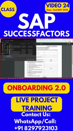 SAP SuccessFactors Onboarding 2 0 Training Online Class 24 2nd Nov 2025 #sapsuccessfactorstraining