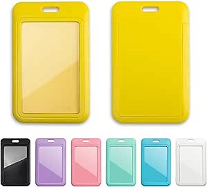 1 Pcs Sliding ID Badge Holder with Clear Window Yellow ID Card Protector Pouch for Office School ID Credit Cards Proximity Key Cards Driver’s Licenses and Passes