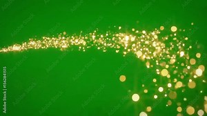 Magical golden glitter trail sparkles animation with green screen background, perfect for video effects, transitions, festive design, or celebration edits