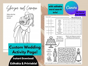 Wedding Activity Coloring Page - Canva Editable Template Instant Download - Etsy