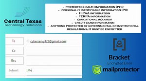 Email security is more important than ever. We want to ensure you are making the most of the email encryption services we provide here at CTTS with Bracket. #emailchallenges #secureyouremail #CTTSonline.com | Central Texas Technology Solutions