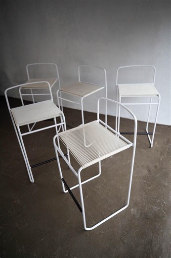 Set of 3 Giandomenico Belotti Counter Stools for Flyline – Italian Modern Spaghetti Chairs - Etsy