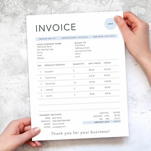 Simple Editable Digital Invoice Template -- MS Word, Excel, Google Docs - Etsy