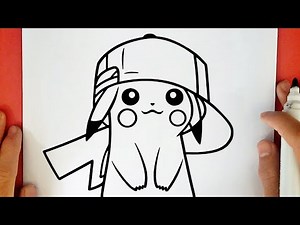 HOW TO DRAW PIKACHU WITH ASH'S HAT