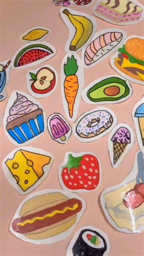 Making my own stickers 🍰🍉🥑🍔#stickermaking #kawaiistickers #cuteart #colorfulart #diycrafts