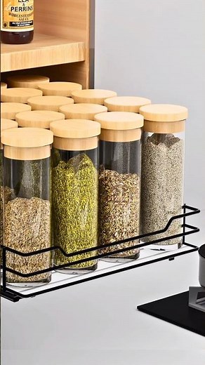 Maximize Kitchen Storage 🔥 Pull-Out Spice Rack That Saves Space!