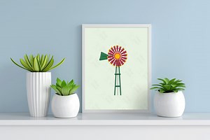 California Adventure - Anciens Bugs Land - Moulin à vent - Art Design - Fichiers en SVG, PDF, EPS et jpeg