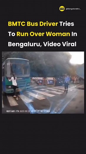 5.2M views · 86 reactions | A BMTC bus driver in Bengaluru has been suspended following a road-rage incident where he allegedly attempted to run over a woman after a minor collision. The incident occurred after the woman confronted the driver about damage to her SUV, leading to a heated exchange and her standing in front of the bus ⚠️ Warning: Disturbing content. Viewer discretion advised.  | Bangalore Bro | Facebook