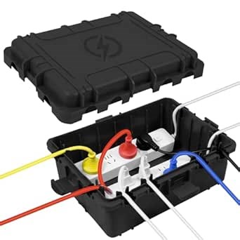 Large Outdoor Electrical Box Waterproof, Extension Cord Cover Weatherproof Outdoor Outlet Covers, IP54 Protect Power Strip, Timer Outlet, Plug, Socket, Holiday Light Decoration, Camping Gear, Black