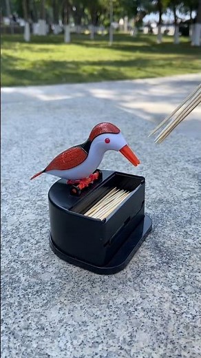 Bird Automatic Toothpick Dispenser | Unique Black Feather Design for Home & Cafes