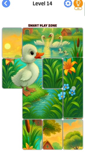 🎮 Jig Solitaire Puzzle Slide Fun 🧩| Level 14🔥| Swan in the Pond