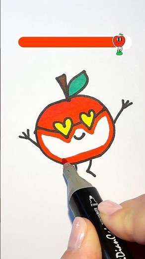 How to draw a cute apple 🍎😍 Step by step Drawing