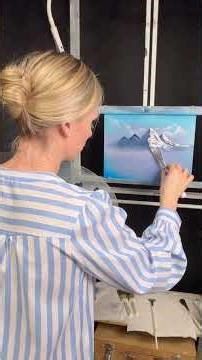 Painting perfect mountains with a palette knife (Bob Ross technique) 🎨🏔️ #bobross #gessobord @Amp...