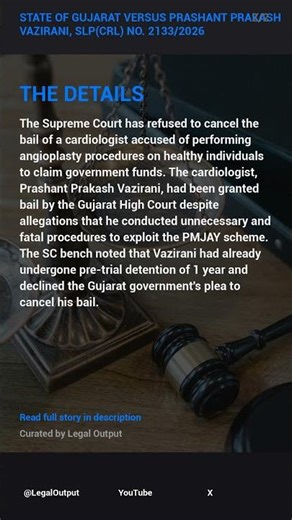 SC Refuses to Cancel Cardiologist's Bail for Forced Angioplasties #shorts