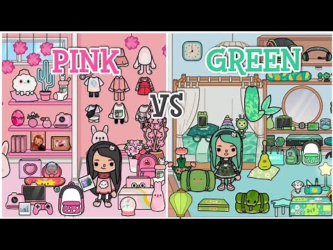 Toca Boca Pink House Vs Green House | Toca Life World Home Designer + Item Collection | NecoLawPie