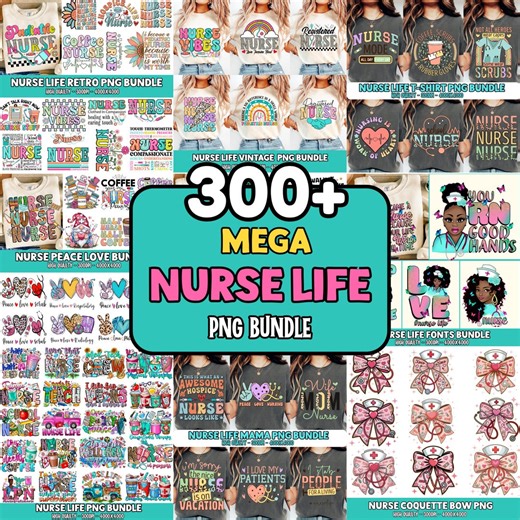 300  Nurse Life PNG Mega Bundle, Stethoscope Bow Clipart Instant Download - Etsy