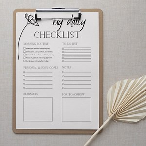 Minimalist Checklist Printable: Daily, Weekly, Monthly (Fillable)