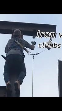 Ironworker climbs column