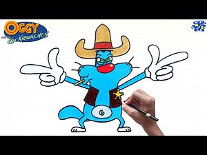 How to Draw Oggy and the Cockroaches - Cowboy Oggy || Step by Step