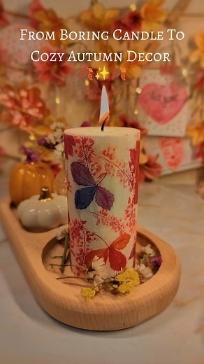 DIY From Boring Candle To Cozy Autumn Decor 🍂🕯️ #craft #creative #diy #reels #handmade #candle #candleidea #recycle #falldecor #handmade #decoration #magical #inspiration #autumn | Art is life
