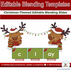 Christmas Editable Blending  | Fluency | Word, Syllable, or Morpheme Templates
