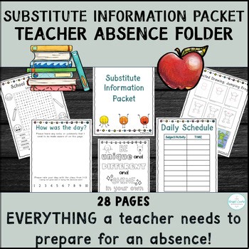 Sub Folder | Teacher Absent Folder- Classroom Form Templates, Extra Activities